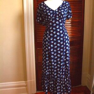 Ann Taylor Factory Navy Polka Dot Dress